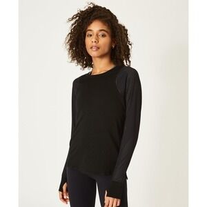 Sweaty Betty Breeze Merino Perforated Long Sleeve Run Tee, Black, Size XS